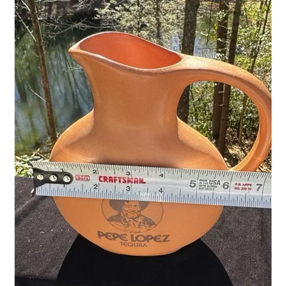 Vintage Pepe Lopez Tequila Clay Ceramic Drink Water Pitcher Spirit of Mexico -A1